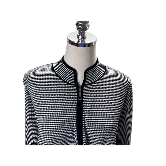 Exclusively Misook Jacket Women's Size Large Black White Stripes Zip Up - Picture 4 of 5